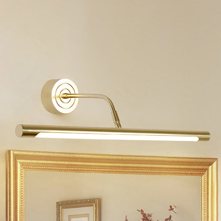 16"/20" W Slim Cylindrical Makeup Mirror Light Modernism Metal LED Gold Wall Mount Lamp for Bedroom, Warm/White Lighting