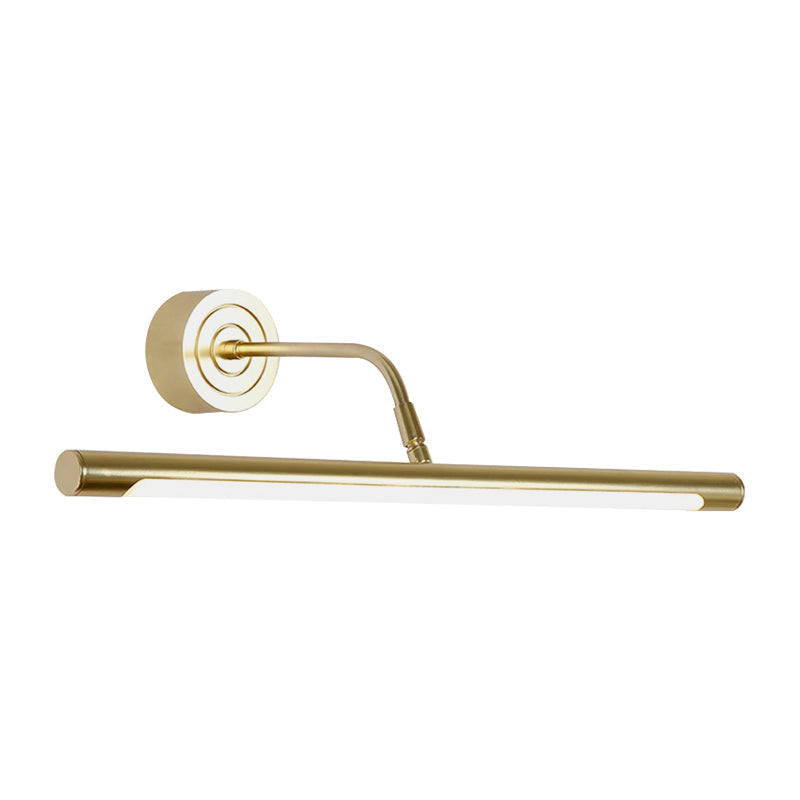 16"/20" W Slim Cylindrical Makeup Mirror Light Modernism Metal LED Gold Wall Mount Lamp for Bedroom, Warm/White Lighting