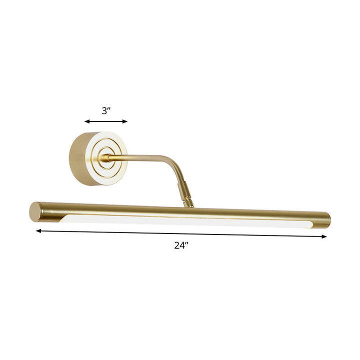 16"/20" W Slim Cylindrical Makeup Mirror Light Modernism Metal LED Gold Wall Mount Lamp for Bedroom, Warm/White Lighting