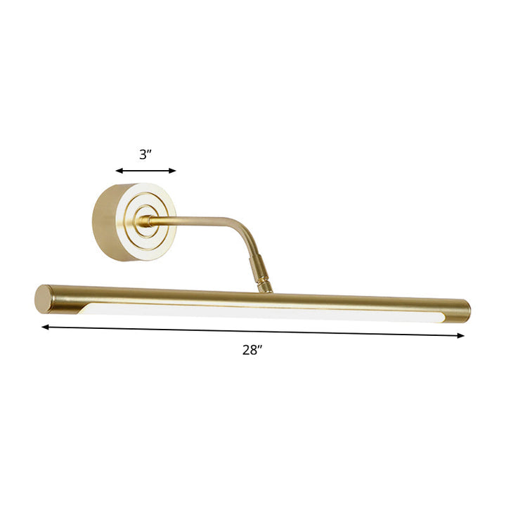 16"/20" W Slim Cylindrical Makeup Mirror Light Modernism Metal LED Gold Wall Mount Lamp for Bedroom, Warm/White Lighting