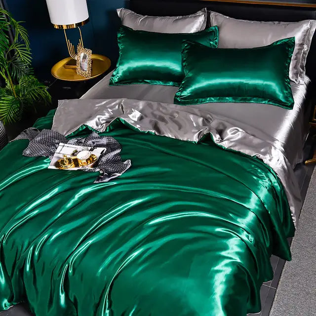 Luxury Solid Satin Duvet Cover - SilkSerenity
