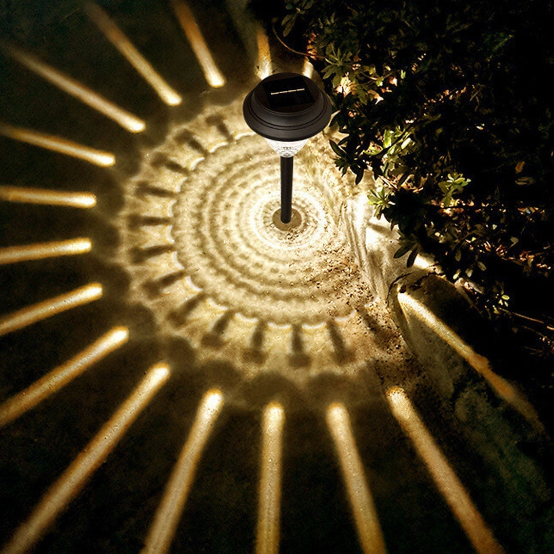 Solar waterproof circular divergent light shadow design LED outdoor garden decorative light