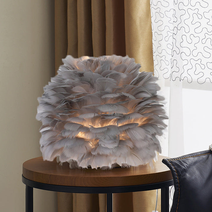 Luxury Feather Table Lamp Bedroom or Nightstand Light