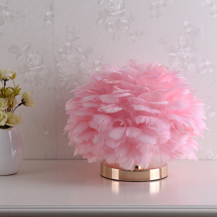 Luxury Feather Table Lamp Bedroom or Nightstand Light