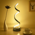 Spiral Ribbon Metal Table Lamp Simplicity Black/White/Gold LED Work Lighting with Round Base in Warm/White Light