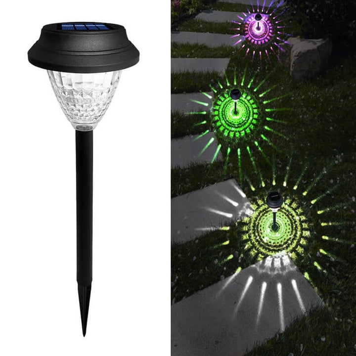 Solar waterproof circular divergent light shadow design LED outdoor garden decorative light