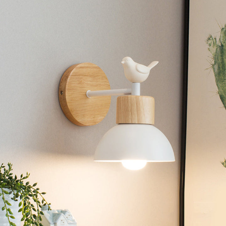 NordicDome - Metal and Wood Wall Lamp with Bird for the Children&