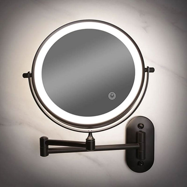Black LED Rechargeable Makeup Mirror – 3-colour Light