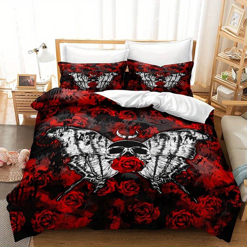 GothicLuxe - Skull &amp; Rose-Themed Bed Set