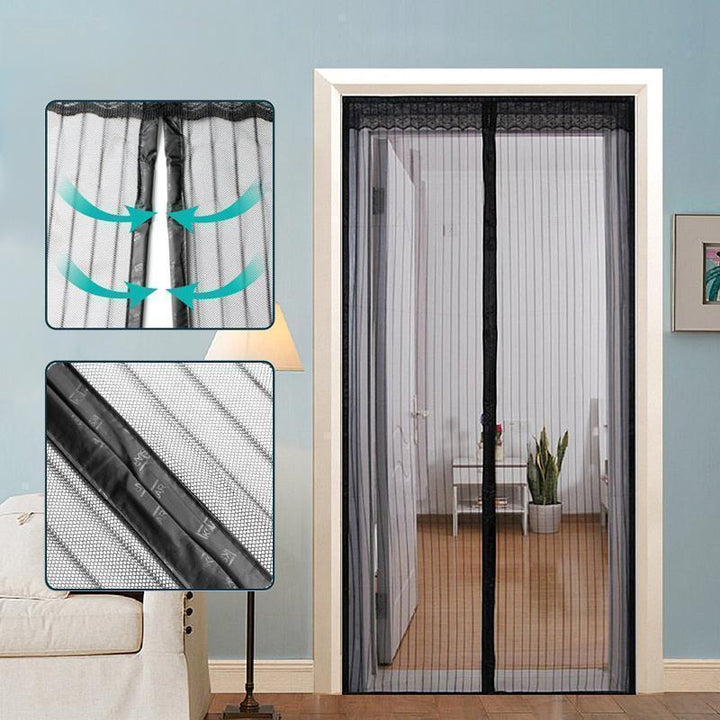 Magnetic Fly Screen Door with Continuous Hook and Loop Fastener