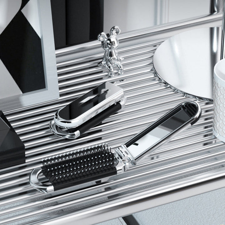 MirrorFlex Travel Mirror Hair Brush | Foldable &amp; Compact | Practical Styling on the Go