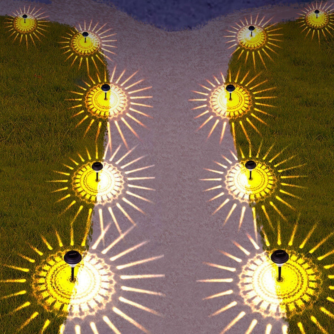Solar waterproof circular divergent light shadow design LED outdoor garden decorative light