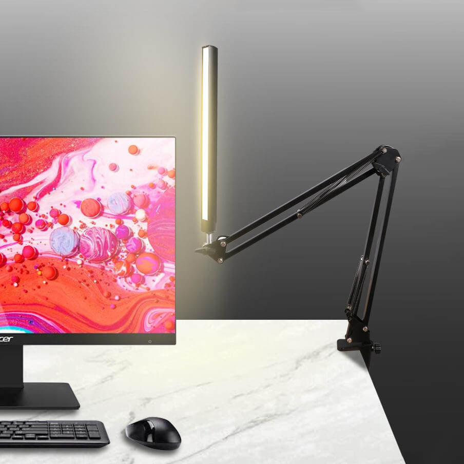 LED Foldable Long Arm Clip Eye Protection USB Reading Table Lamp
