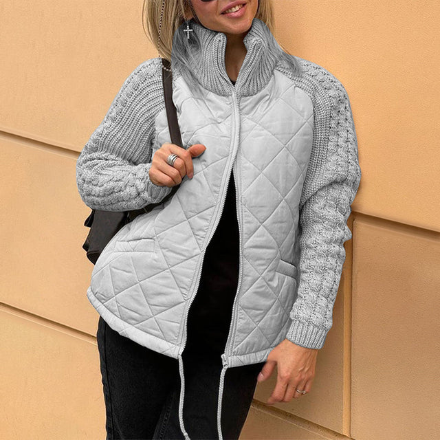 Solid colour High Collar Zipper Coat