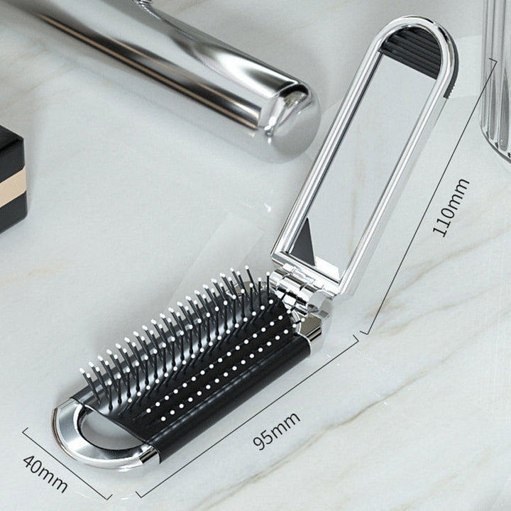 MirrorFlex Travel Mirror Hair Brush | Foldable &amp; Compact | Practical Styling on the Go