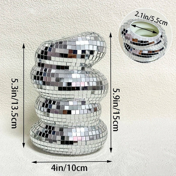 Mirror-clad disco vase with retro charm and modern flair