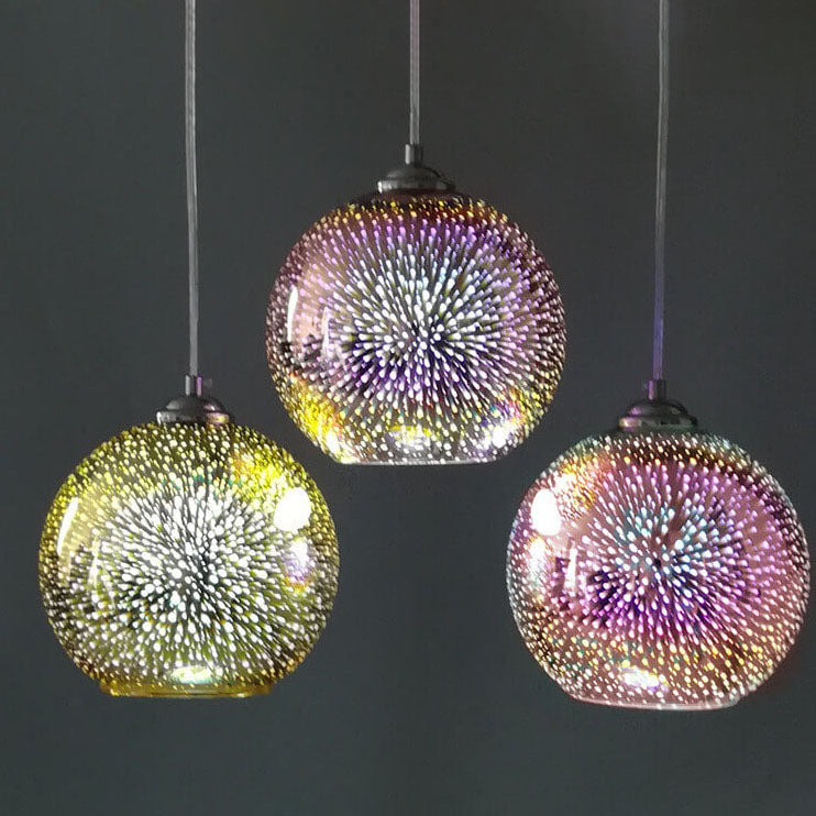 Modern creative 3D colourful firework glass 1-light dome pendant lamp
