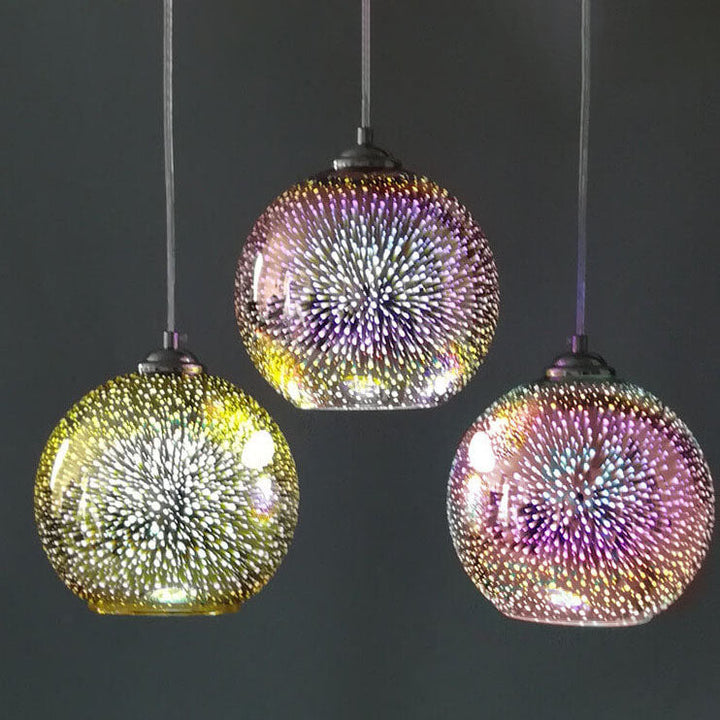 Modern creative 3D colourful firework glass 1-light dome pendant lamp