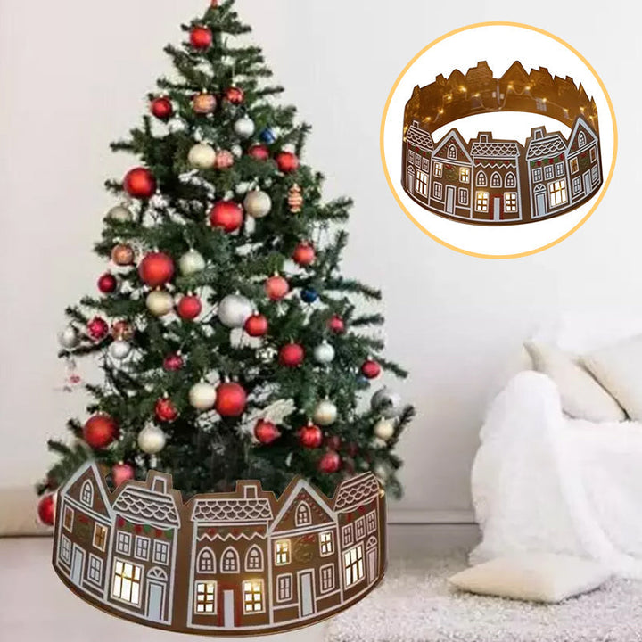 LED Gingerbread House Christmas Tree Collar Tree Skirt