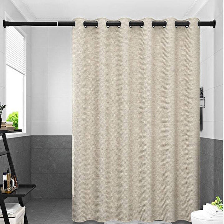 Thick Beige Linen Shower Curtain