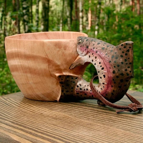 Wooden Cup - WildSip - Handmade Animal Design - Adventurous Hydration