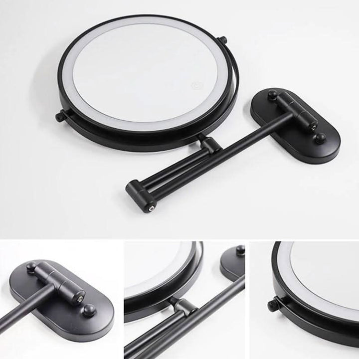 Black LED Rechargeable Makeup Mirror – 3-colour Light