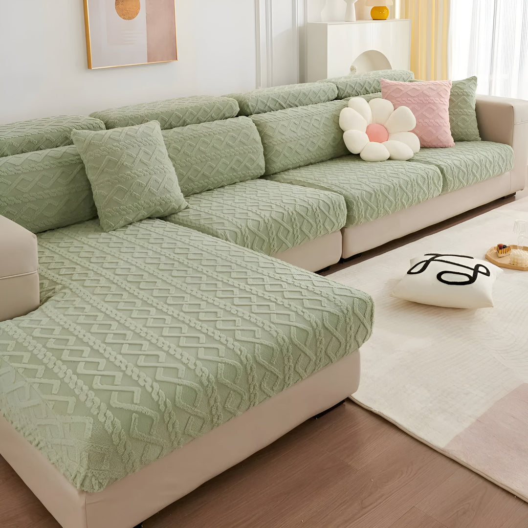 Samt-Sofa cover with diamond pattern – Soft &amp; Luxurious | Perfect fit for any couch |