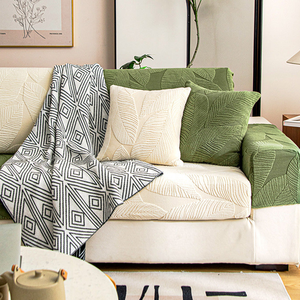 Waterproof Sofa Cover with Tropical Leaf Pattern – Elastic and Scratch Resistant – Full Protection for Sofas