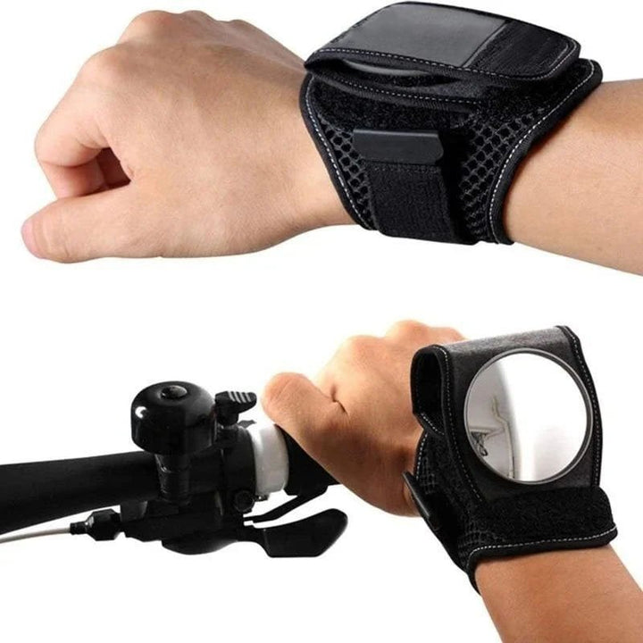 Cycling Wrist Rearview Mirror | Wide-Angle Safety Accessory | Adjustable &amp; Lightweight