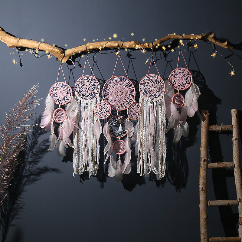 Dream catcher moon and stars hang over the bed (5 pieces)