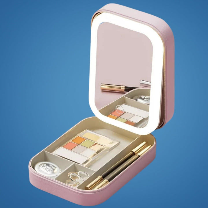 LED Light Mirror – Adjustable Angle – Organiser for Beauty Lovers – Bright Lighting for Flawless Look