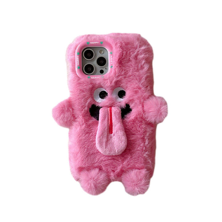 Funny Tongue Sticking Out Plush Phone Case For iPhone