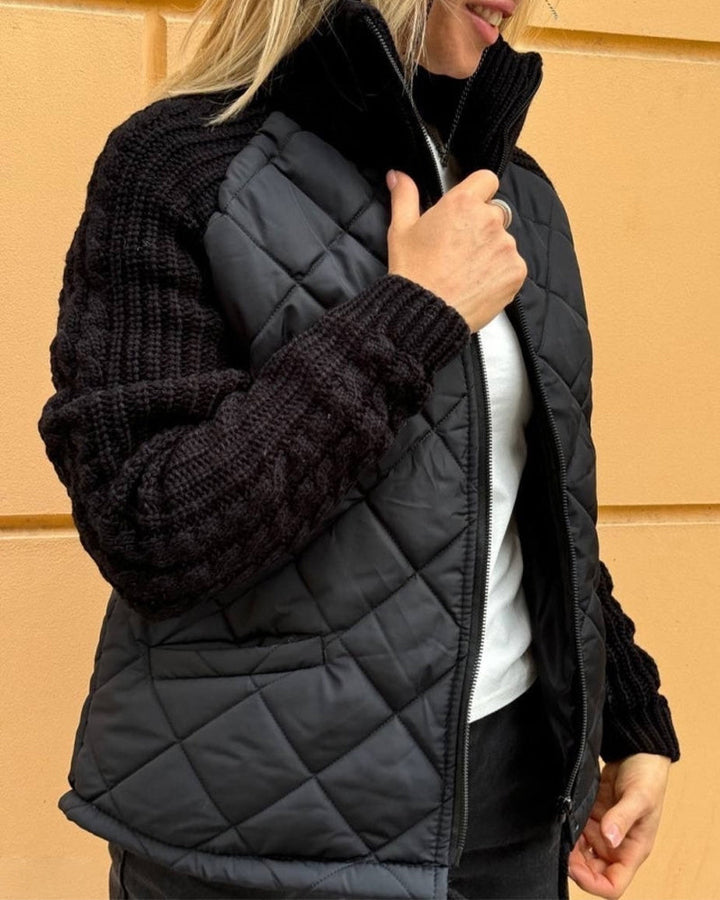 Solid colour High Collar Zipper Coat