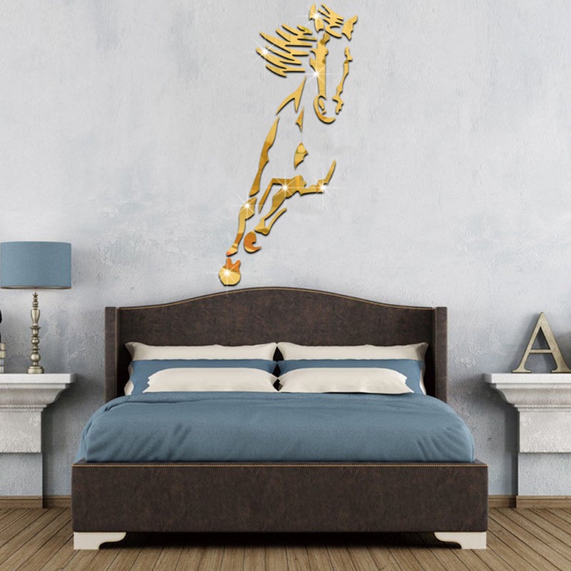Galloping Horse Wall Decoration, 3D Acrylic Modern Mirror Horse Wall Sticker