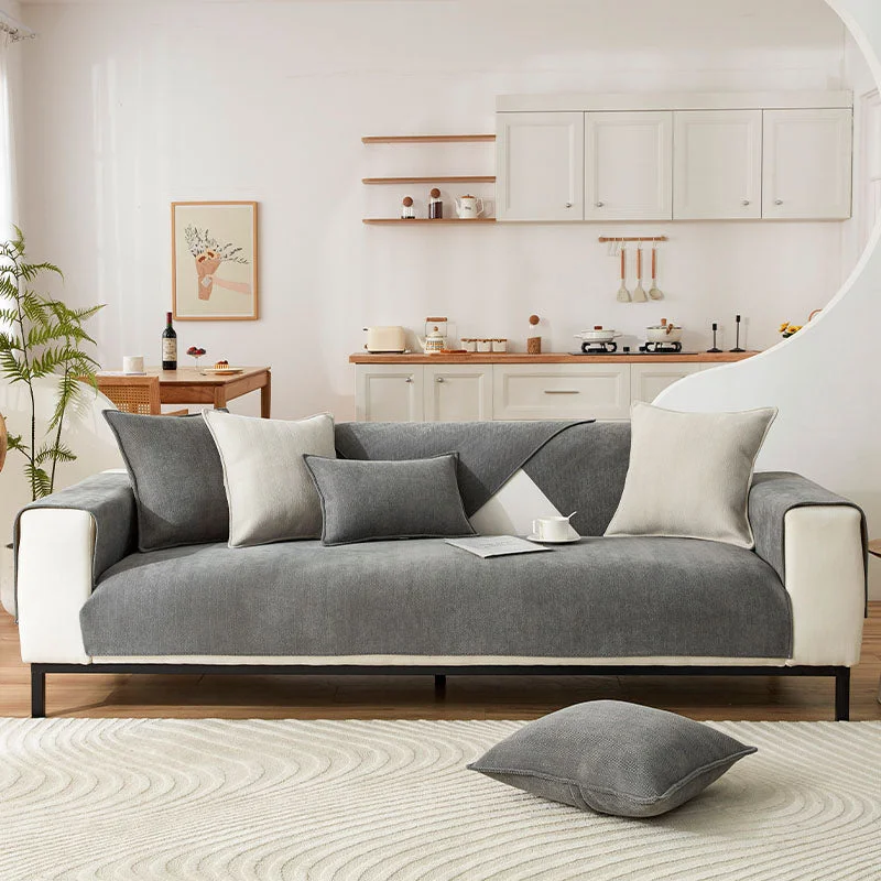Herringbone Chenille Fabric Furniture Protector Sofa Cover |