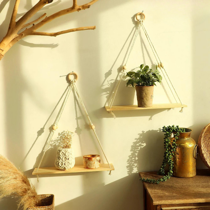 Wall shelf – Wood – Hanging shelves – Boho home decoration – Room decoration
