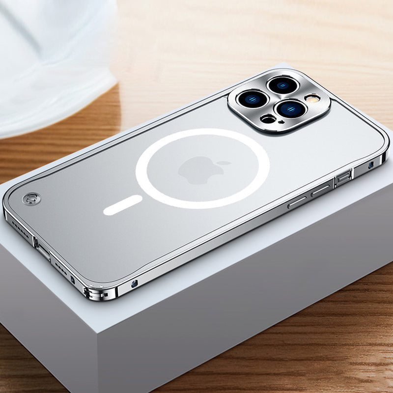 Magnetic phone case for iPhone with metal frame |