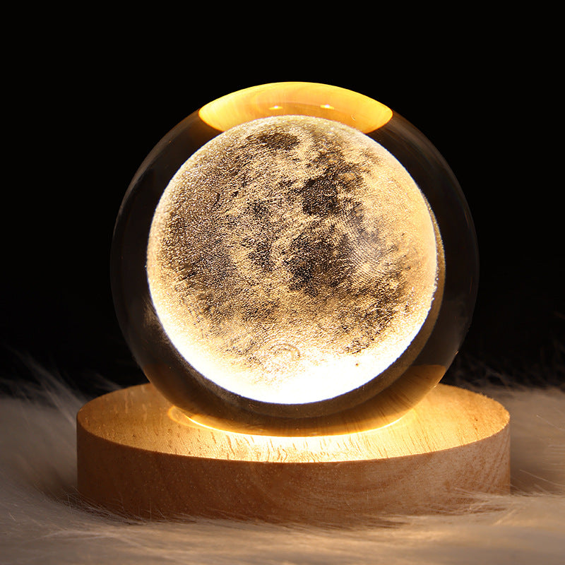 LED Night Light Galaxy Crystal Ball Table Lamp 3D Planet Moon Lamp Bedroom Home Decor For Kids Party Children&
