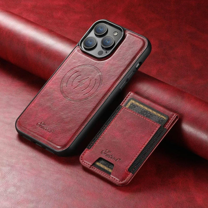 LuxCase Leather Phone Case with Card Slot and Stand – Suitable for iPhone |