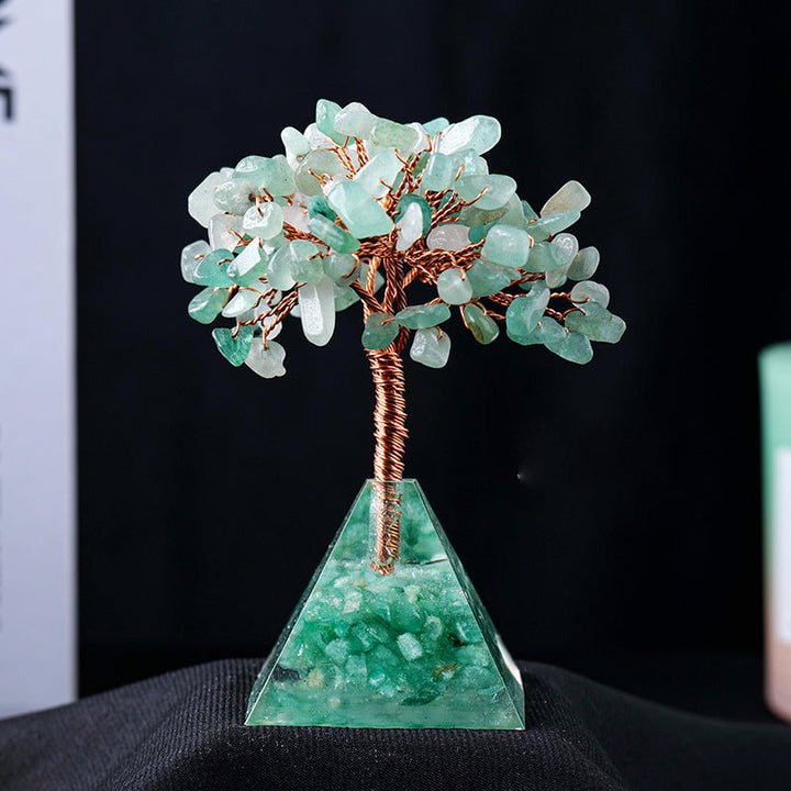 Natural Stone Gravel Pyramid Base Feng Shui Tree