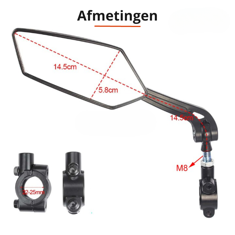 360° rearview mirror for bicycle with handlebar mount |