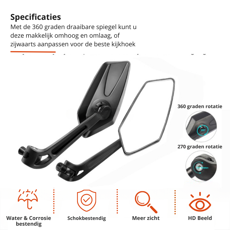 360° rearview mirror for bicycle with handlebar mount |