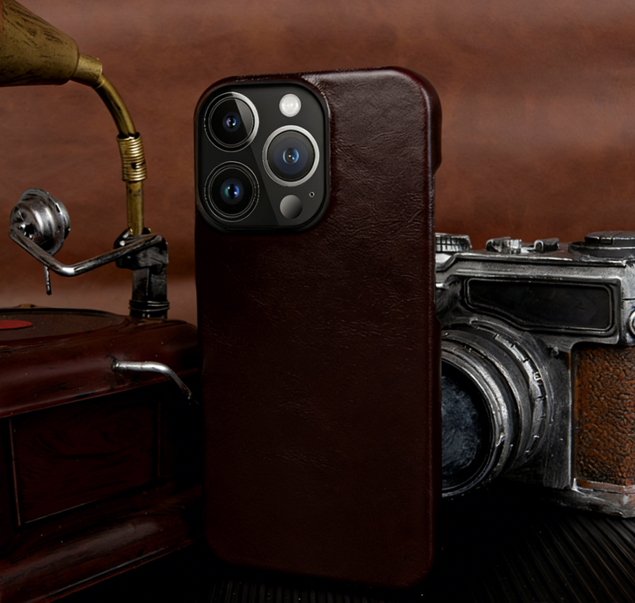 BowLtt|Premium Genuine Leather iPhone Case(Material: Top-Grain Cowhide; Thickness: 1.2mm; Application: Drop Protection, Business &amp; Luxury Daily Use)