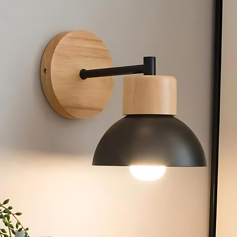 Stylish wall lamp made of wood for a harmonious home