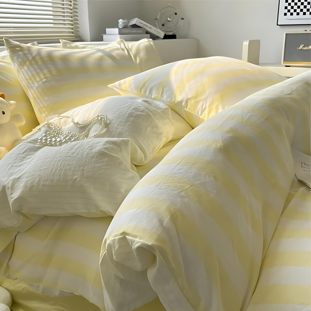 Elenorra Classic Striped Bedding Set 4pcs Duvet Cover Sheet