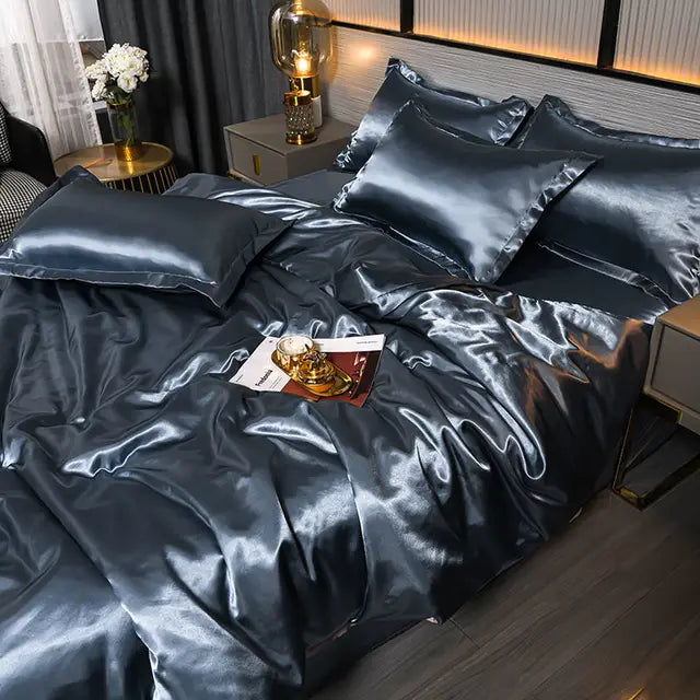 Luxury Solid Satin Duvet Cover - SilkSerenity