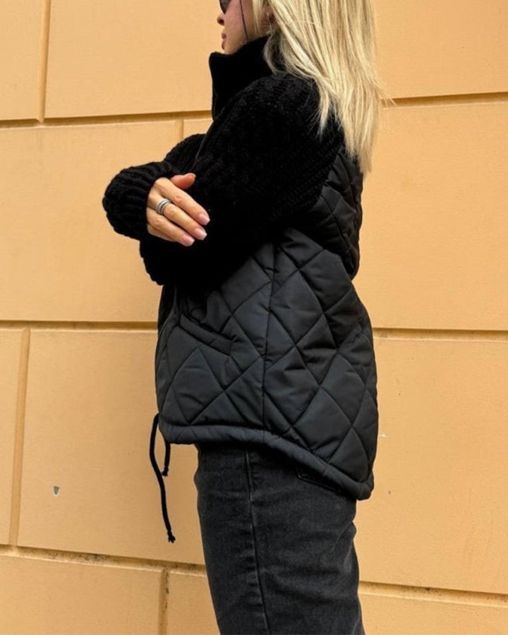 Solid colour High Collar Zipper Coat