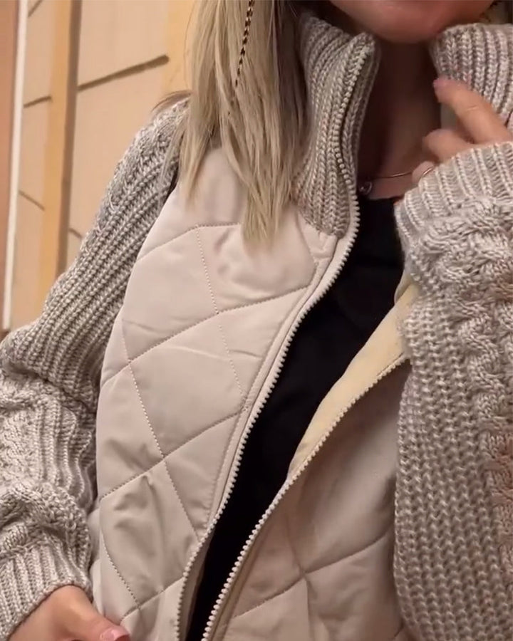 Solid colour High Collar Zipper Coat