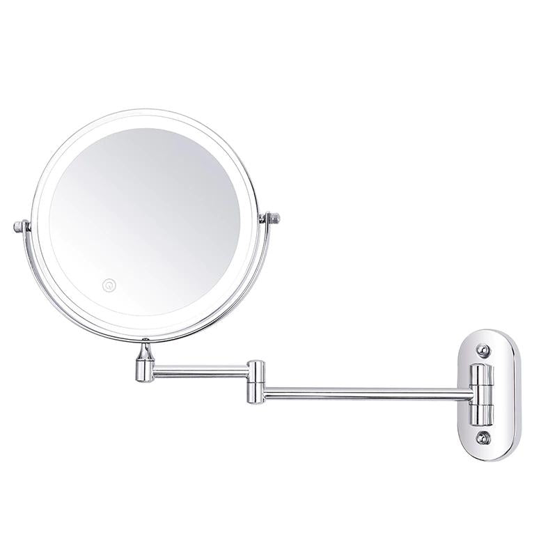 LED Magnifying Mirror | Rechargeable | Cosmetics &amp; Bathroom | Chrome Silver
