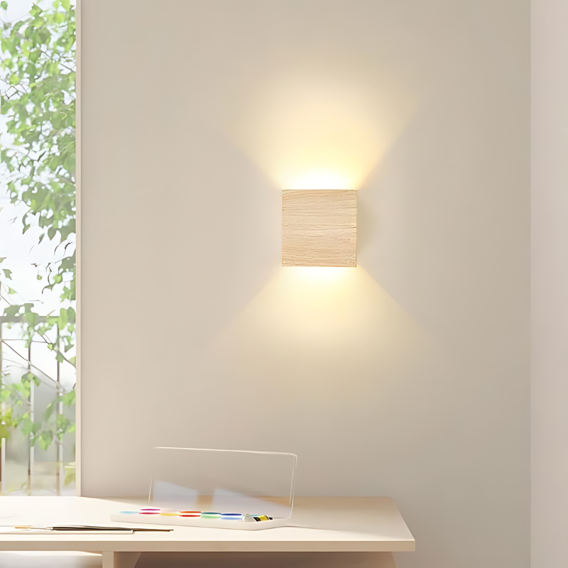 NordiLume | Scandinavian square wooden wall lamp